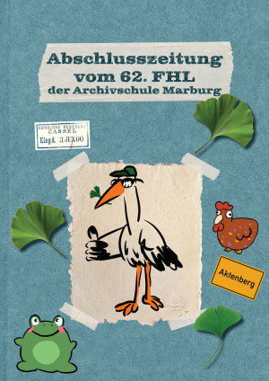 Man sieht das Titelblatt eines Heftes, auf dem unter anderem die Zeichnung eines Storchs zu sehen ist.